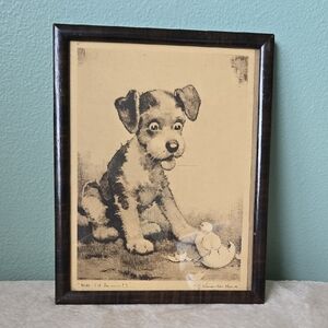 Vintage Dog Art Print in Frame, J Knowles Hare, Well I'll Be